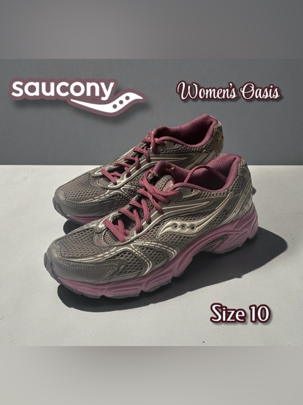 Saucony Women's Oasis Gray Silver and Magenta Athletic Shoes Size 10